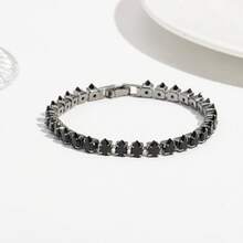 1PC Customizable Gemstone Dark Gothic Style Black Background Zirconia Necklace, Halloween Fashion High-Style Tennis Bracelet Hand Decoration