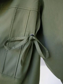 Stylish Women's Woven Fabric Long Sleeve Coat With Collar, Zipper And Pockets, Regular Length Design, Autumn/Winter - Green - View 8