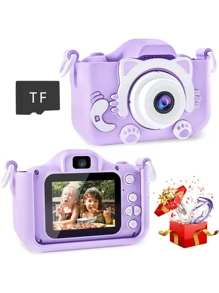 Yowmoy A Children Camera With Three Colors Cat/Bee/Bear, Mini Funny Cartoon Digital Camera Toy For Boys And Girls, Able To Take Pictures, Comes With A Memory Storage Card As An Ideal Birthday Gift, Creative Game Toy That Records Memories
