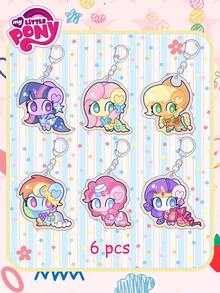 MY LITTLE PONY 1/6 Stücke Neue Xiaoma Baoli Anime Spiel Zubehör Schlüsselanhänger Biqi Yunbao Rourou Ziyue süße Acryl Rucksack Anhänger, kreativer Cartoon Anhänger, süßes Mädchen Anhänger Kunstwerk, das beste Urlaubsgeschenk für gute Freunde, Party Atmosphäre Dekoration, perfekte Party Dekoration, Heim Dekoration Ornament, perfekte Zimmer Dekoration