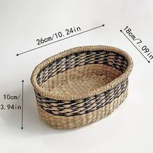 1件/3件天然藤条手工编织收纳篮，零食水果收纳盒，柳条篮，浴室托盘，浴室收纳箱。长方形编织面包篮，桌面和橱柜装饰收纳篮，耐用优雅