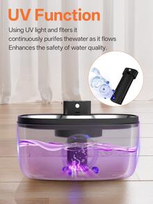 Fonte de Água para Gatos em Aço Inoxidável - 5L - Dispensador de Água para Animais de Estimação com Esterilização UV - Operado com Bateria Recarregável com Sensor de Movimento - Fonte de Água Automática para Múltiplos Gatos e Cachorros