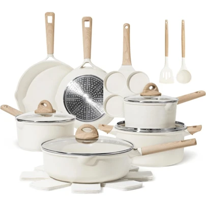 7/8-delars kastrullset, non-stick kastrull, granit induktionshäll non-stick kastrull, med stekpanna, grytpanna, stekpanna, extra stor lerkruka