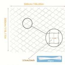 3 Meters*5m Transparent Net Cat Fence, Balcony Cat Protective Net, With Fixed Plastic Buckles, Suitable For Windows, Balconies, Indoor/Outdoor Cat Protection Net, And Outdoor Fruit & Vegetable Protection Net - White - View 3