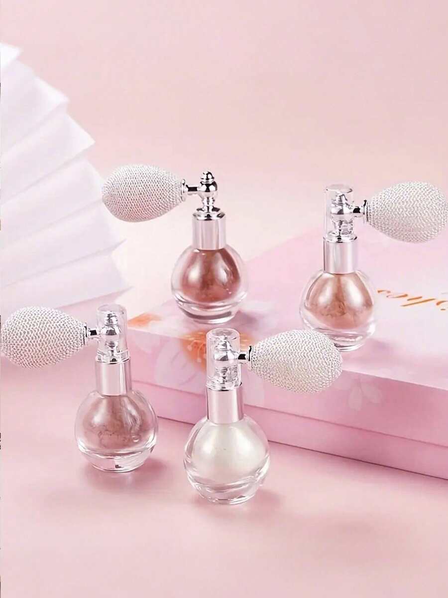 可填充式闪粉高光喷雾瓶，新娘身体闪粉珠光珍珠头发颈部锁骨水钻喷雾，亮片高光，喷枪喷雾，适用于身体、面部、头发、手臂化妆，嘉年华/狂欢节/化装舞会，适合面部轮廓提亮，精致喷嘴设计，轻盈遮盖力 - 彩色 - 查看 1