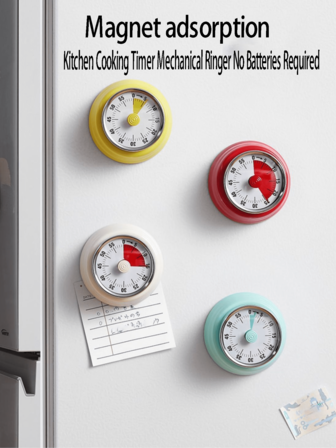 1P-定时器家用厨房机械定时器机械不锈钢烘焙提醒器时间管理器闹钟