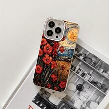 Fundas y carcasas protectoras con diseño de flores rojas y estrellas, con orificios grandes. Compatibles con phone 16 Pro Max, 16, 15 Pro, 14, 14 Plus/14 Pro Max, 13, 13 Pro, 12 Pro, 11/11 Pro y la serie Pro. Regalos para cumpleaños y festividades - Blanco - Ver 1