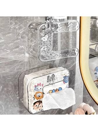 [1pc/2pcs/3pcs] Wet Wipes Storage Box, Bathroom Wall-Mounted Wave Pattern Lamp Luxury Tissue Box, Multi-Functional Kitchen Wet Wipes Holder, Fashionable Minimalist Semi-Transparent Grey/White Tissue Box