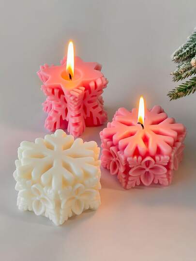1个独特的雪花蜡烛模具 - 柔软硅胶材质，耐高温，精美的圣诞雪花造型，非常适合DIY家居装饰和制作贴心礼物，蜡烛制作材料，圣诞装饰品，房间装饰，圣诞礼物