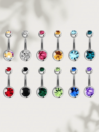 36 Pieces/New Stainless Steel Color Random Simple Navel Nails