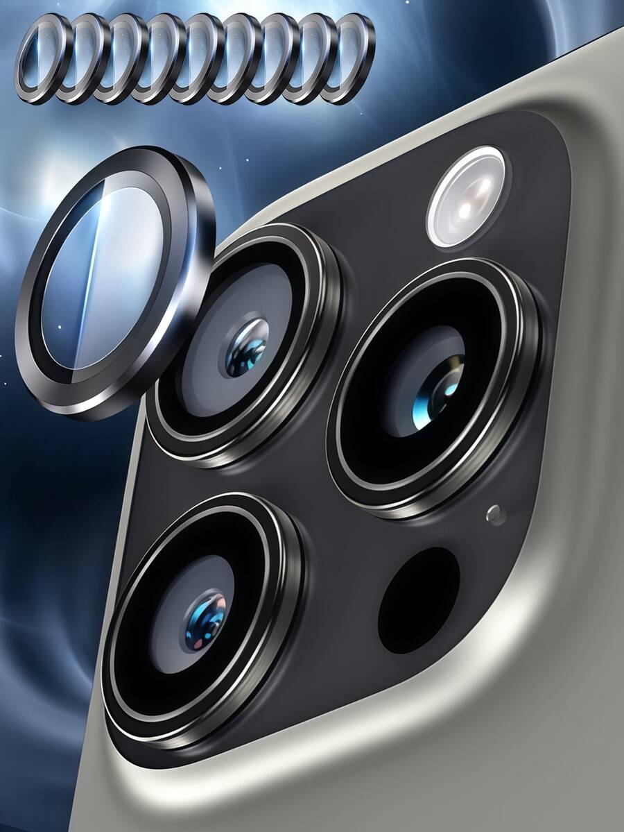 3 Packs Camera Lens Protective Film, Camera Lens Protector, Suitable For IPhone Protective Case, Protective Film, 9H Tempered Glass Camera Cover Screen Protector Metal Ring Decorative Accessories For IPhone 16 Pro Max/16/16 Pro/16 Plus/15 Pro Max/15 /15 Pro/15plus/14pro Max/14 Pro/ 13 Pro Max/12/11 (CD Grain Black 9pcs) Applicable To Daily Shield, Office, Home Phone Camera Cover Waterproof Shockproof Anti-Fall Scratch Resistant
