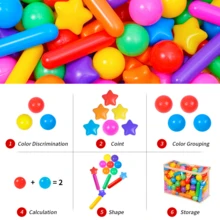 100pcs Ball Pit Balls For Toddlers,2.15 Inch Crush Proof Plastic Toy Balls For Ball Pit, Children's Pool Water Toys, Macaron Ocean Balls For Play Tent - Planet Stick Rainbow Color - View 5