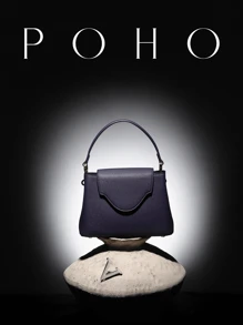 POHO Brand Customized V-Shaped Medium Handbag - Deep Purple - Purple - View 2