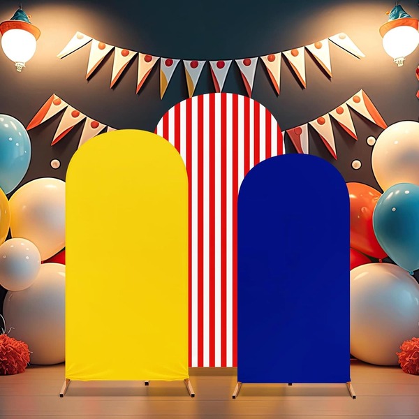 3 Stücke Hochzeit/Geburtstags Party Bogen Hintergrund Abdeckungen, passend für 4ft, 5ft, 6ft Bogen Rahmen, geeignet für Feiern und Geburtstagsfeste (leuchtende Farben)