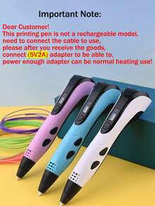 3D Printing Pen Drawing Toy, DIY Graffiti 3D Painting Supplies, Adjustable 3-Speed One-Key Retraction, Suitable For 6-12 Years Old Boys And Girls, Creative Birthday Gift (Accessory Color Random, Pen Refill Not Included) - Multicolor - View 3