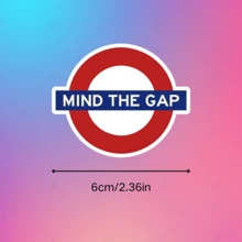 [Mind The Gap 贴纸] 伦敦地铁乙烯基贴纸，哑光饰面，可重复使用，不对称形状，自粘，适用于木材、塑料、玻璃、金属、陶瓷表面，旅行纪念品礼物，Mind The Gap - 彩色 - 查看 3