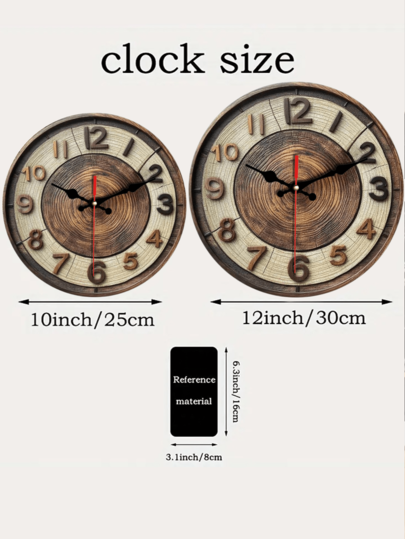 Pc 10 Inch/12 Inch [Modern Wooden Wand Clock] Silent Quartz Moderne Abstract Tree Ring Klok Battery Operated, Warm Wood Grain Living Room Bedroom Perfect (AA Batteries Not Included) view 6