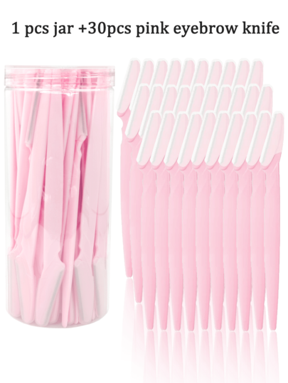 Conjunto de 30/12/6/3/1 peças rosa claro para sobrancelhas e aparador de pelos, incluindo lâmina de barbear, aparador e barbeador para sobrancelhas, ferramenta de dermaplaning esfoliação, aparador de pelos corporais e conjunto de lâminas para rosto e sobrancelhas com cabo longo e capa de precisão. Ideal para uso em viagens ou para presentear. Ótimo custo-benefício, perfeito para lembrancinhas, maquiagem, acessórios de maquiagem, presentes baratos, presentes para mulheres e presentes de Natal.