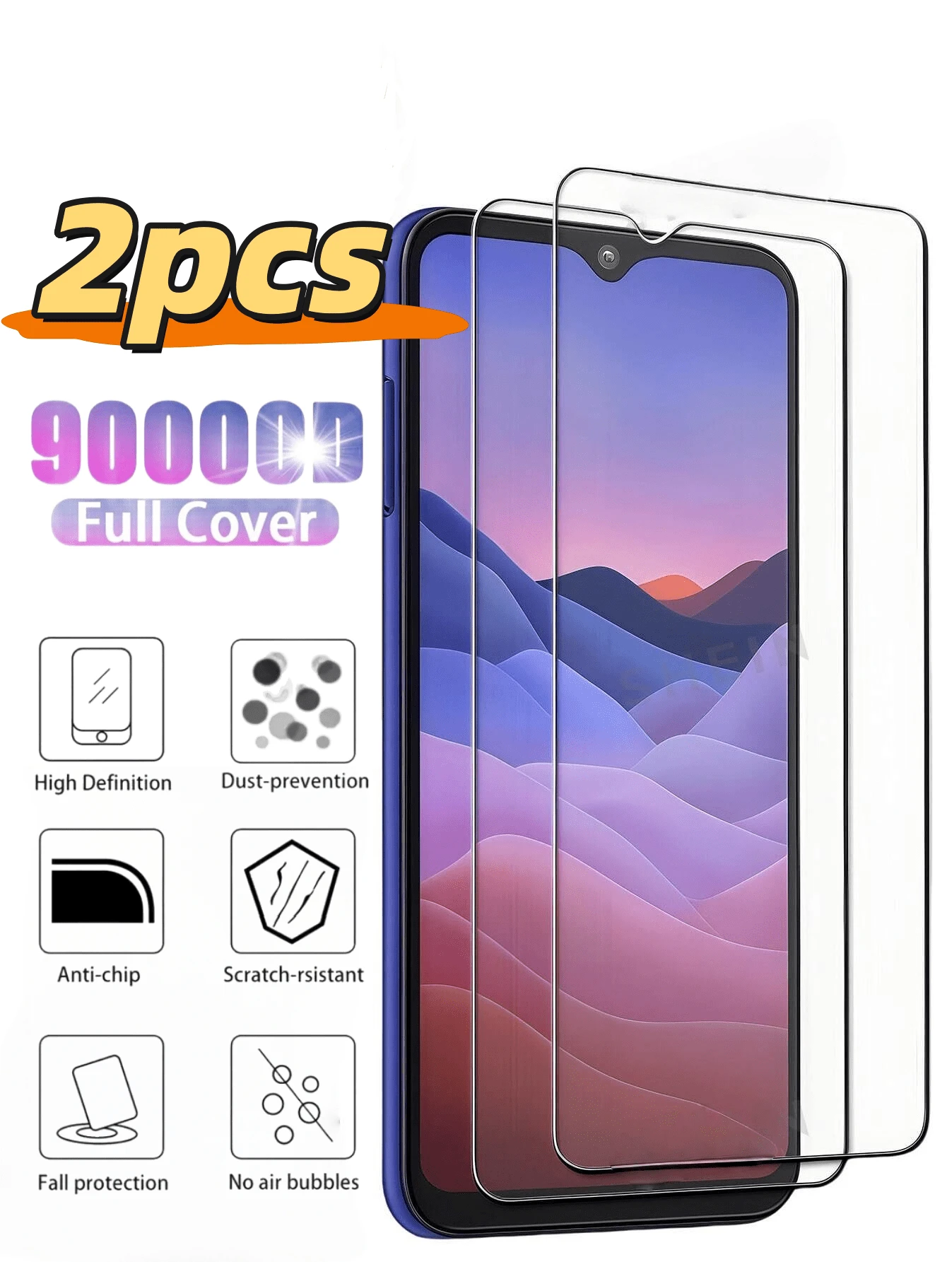 2 buah/Set Pelindung Layar, Kekerasan 9H, Anti Gores, Pemasangan Mudah, Bebas Gelembung, Kompatibel dengan 14/Poco M6 Pro/Poco F3/Poco X3/Note 9/ 10X/ 9/ 10C/ 12C, Jernih & Transparan - Clear - View 1