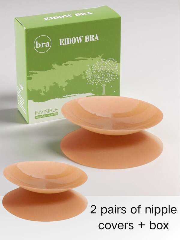 2 pares de protetores de mamilo ultrafinos reutilizáveis com caixa de presente para armazenamento, protetores de mamilo invisíveis e autoadesivos sem alças para fácil transporte, roupas íntimas e acessórios para evitar inchaços embaraçosos