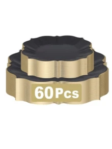 60pcs Golden Foil Disposable Paper Plates For Party/Wedding/Anniversary 30 Lunch Plates And 30 Dessert/Salad Plates,It Is Suitable For Festivals Such As Christmas And Halloween - Black - View 11