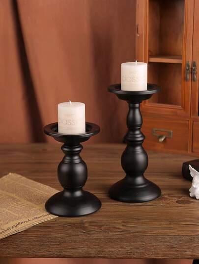 1/2pcs Vintage Iron Candle Holder Decor - Black Pillar Candle Holder, Rustic Style Candle Holder Set, Metal Candle Holder, Tall Vintage Pillar Candle Holder Suitable For Halloween, Easter, Farmhouse, Fireplace, Home Decor, Dining Table