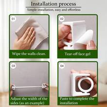 10个窗帘杆挂钩支架，无需钻孔，粘贴式安装，适用于酒店和家庭，易于安装窗帘环挂钩 - 彩色 - 查看 3