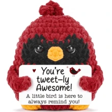 1 buc. Ornament decor pentru birou croșetat manual, în formă de pasăre drăguță, cadou ideal pentru cele mai bune prietene, surori, ziua de naștere, Crăciun, Halloween, potrivit pentru ea, el, copii, colegi, familie, artizanat, vibrații pozitive, decorațiune creativă pentru păpuși de pluș pentru petrecere.