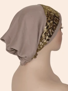 1pc Women's Fashionable Leopard Print Metallic Fabric Hijab Headscarf, Convenient For Home And Daily Wear, Middle Eastern Style, Autumn/Winter