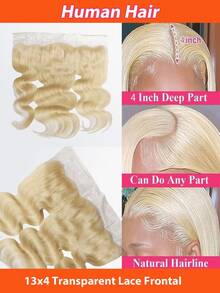 613 金色前额直发 13x4 透明蕾丝前额闭合巴西处女雷米头发金色前额人发女士用婴儿头发预先拔下 - S613 - 查看 11