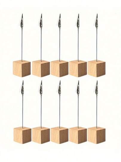 3pcs Wooden Place Card Holders, Note Clip Stands, Photo Display - For Price Tags, Photos, Desk Signs And Table Numbers