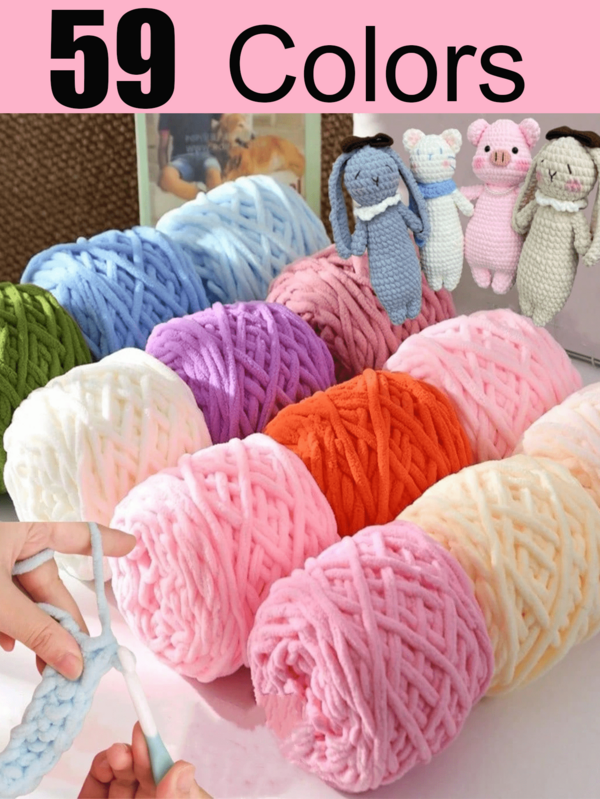 1/2/3pcs Chunky Chenille Yarn For Knitting, Christmas Handmade DIY Gift Set ,1 Ply Jumbo Ice Yarn Bulk 100g Skeins, Soft DIY Crochet Thread For Blankets, Slippers, Hats, Scarves Handmade Craft Supplies
