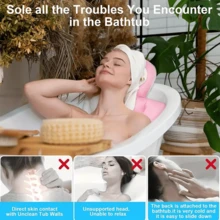 1pc Bathtub Cushion,One-Piece Design,Luxury Tub Pillow For Bath For Headrest Neck And Back Support, Skin-Friendly Swimsuit Material,160 Anti-Slip Suction Cups,5d Air Mesh Technology,Non-Slip Suction Cups(Pink)