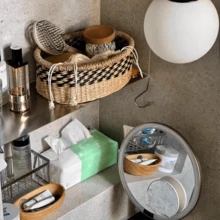 1件/3件天然藤条手工编织收纳篮，零食水果收纳盒，柳条篮，浴室托盘，浴室收纳箱。长方形编织面包篮，桌面和橱柜装饰收纳篮，耐用优雅