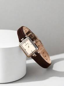 1pc Women's Retro Leather Band Quartz Watch, Casual & Elegant For Daily Wear - Coffee Brown - View 6