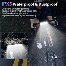 NEWBOLER 2000mAh Aluminum Alloy USB Rechargeable Bike Front Light, Bright Flashlight For Night Cycling