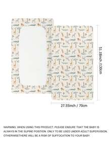 1 قطعة غطاء سرير طفل مطبوع بطبعات حيوانات كرتونية معتمد من Oeko-Tex، ناعم وقابل للتنفس ومريح للهراوة أو السرير المستطيل، ودافئ