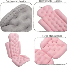 1pc Bathtub Cushion,One-Piece Design,Luxury Tub Pillow For Bath For Headrest Neck And Back Support, Skin-Friendly Swimsuit Material,160 Anti-Slip Suction Cups,5d Air Mesh Technology,Non-Slip Suction Cups(Pink)