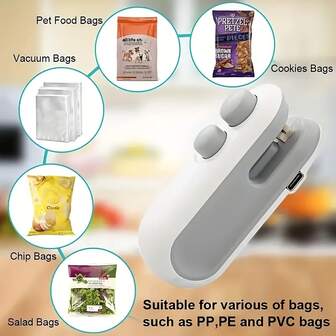Portable Mini Snack Sealing Machine, USB Rechargeable, With Sealing And Cutting Functions, Plastic Packaging Food Preservation Sealing Machine, Small Vacuum Sealing Machine, Suitable For Keeping Snacks Fresh