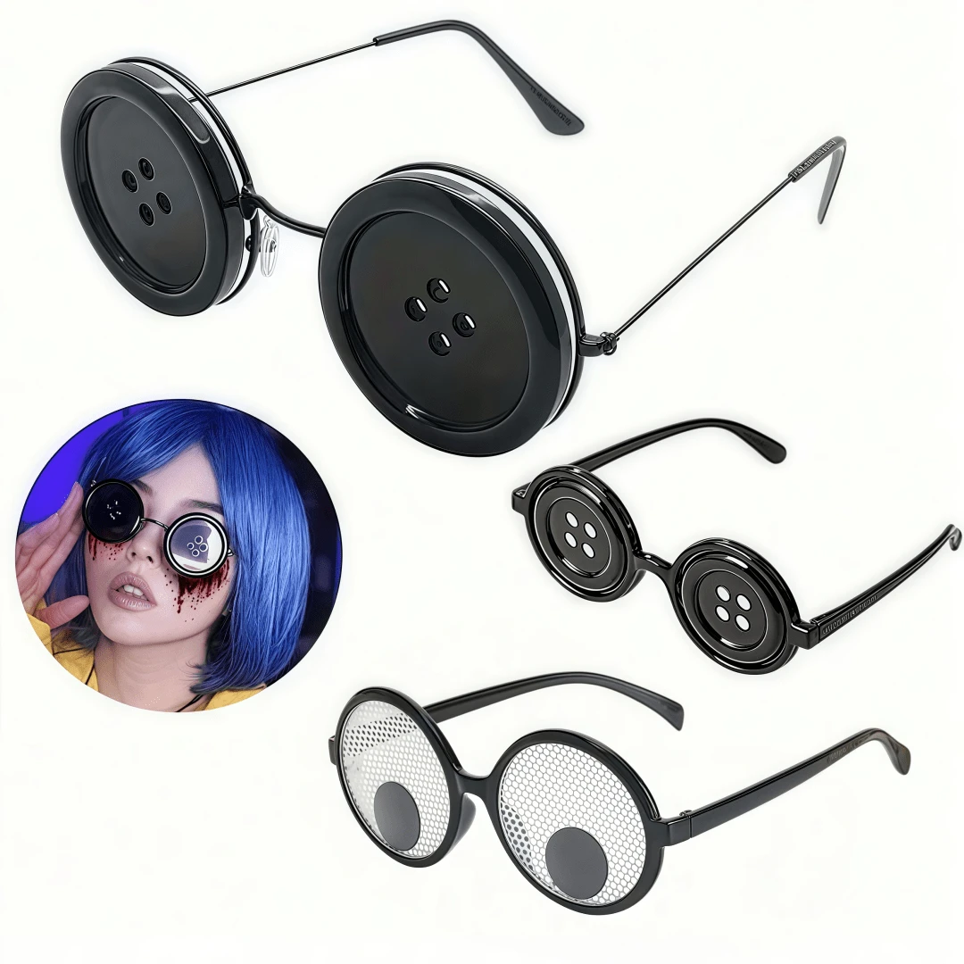 1 bộ Kính nút Halloween, Phụ kiện trang trí tiệc tùng DIY, Đạo cụ chụp ảnh vui nhộn, Kính mắt di chuyển được (Không phù hợp với nam giới trưởng thành) - Nhiều màu - Xem 1