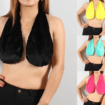 1pc Absorbent & Breathable Towel Bra, Towel Bra Neck Wrap Suitable For Beach, Camping, Sports, Swimming, Fitness, Yoga, Bathroom, Sports And Daily Wear. The Towel Hangs Around The Neck And Wraps Around The Chest, With Ample Chest Space. Can Be Used As A Sports Bra, Sports Inner Wear. Double-Sided Plush Super Soft And Warm, No Shoulder Strap Neck Wrap Style, Women's Personal Care Item