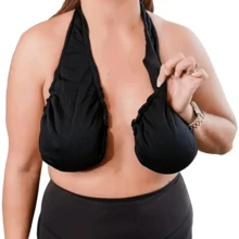 1件装吸水透气毛巾文胸，毛巾颈套式文胸，适用于海滩、露营、运动、游泳、健身、瑜伽、浴室、日常穿着。毛巾挂在脖子上，包裹胸部，胸部空间充足。可用作运动文胸或运动内衣。双面绒面，超级柔软保暖，无肩带颈套式设计，女士个人护理用品。 - 黑色 - 查看 2