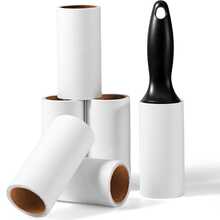 1套带手柄的粘性替换头，配有易于移除的粘性贴纸，可快速去除衣物、家具和地毯上的动物毛发、猫狗毛发、灰尘和绒毛。1卷纸筒内含60张贴纸。 - 彩色 - 查看 6