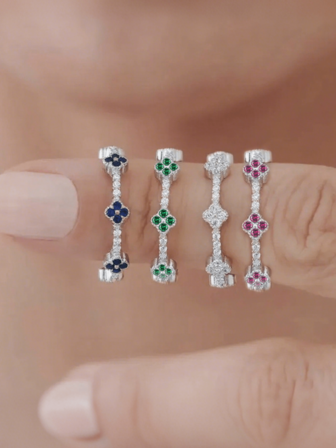 S925 Sterling Silver Colorful Cubic Zirconia Clover Ring, Lucky Four-Leaf Clover Brings Wealth & Fortune, Unique Luxury Jewelry Gift For Women, Birthday/Valentine's Day Present