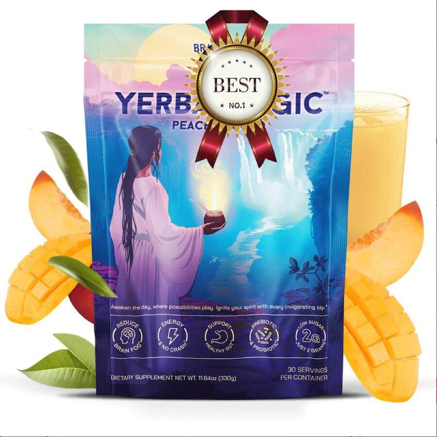 Yerba Megic Peach Mango Instant Powder, 3-In-1 Super Drink - Offering Clean Energy, Busting Brain Fog, And Boosting Gut Health - 其他 - 查看 1