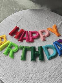 Baner urodzinowy z zawieszkami, zestaw banerów urodzinowych - girlanda z filcowych kulek - girlanda urodzinowa, tęczowe dekoracje urodzinowe, tabliczka "Wszystkiego najlepszego" jako dekoracja urodzinowa, dekoracja na imprezę, rekwizyt do zdjęć, 1 (urodziny) + 28 (piłki pomponowe)