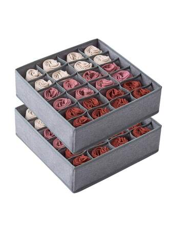 Organizador de cajones para calcetines y ropa interior, caja de almacenamiento plegable para armario y gabinete para ropa, calcetines, ropa interior, corbatas - 24 compartimentos (gris) Útiles escolares, accesorios escolares, de vuelta a la escuela, organizador para estudiantes universitarios, bolsas de almacenamiento para maestros, contenedores de almacenamiento, organizador de armarios para ropa, divisores de armario para dormitorio, bolsa para calcetines, pantalones, jeans, ropa interior para la escuela