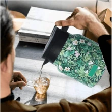 Bule de aço inoxidável , bule de isolamento de parede dupla, design floral elegante com filtro - Amarelo - Visão 4