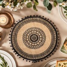 4 Stücke/6 Stücke/8 Stücke schwarze herzförmige runde Tischsets, Tischdekoration kann als Tischsets, Untersetzer, Tisch, Couchtisch und Terrasse verwendet werden. Geeignet für Zuhause, Restaurant, Küche, Hotel und Büro runde Tischset Dekorations-Set