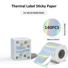 Holographic Silver/Gold/Purple Thermal Labels Paper For Phomemo M110 M200 M220 M221,50x50MM Round&Square,Waterproof Self-Adhesive Mini Printer Laser Stickers For DIY Glitter Labels/Thanks Card - Multicolor - View 16